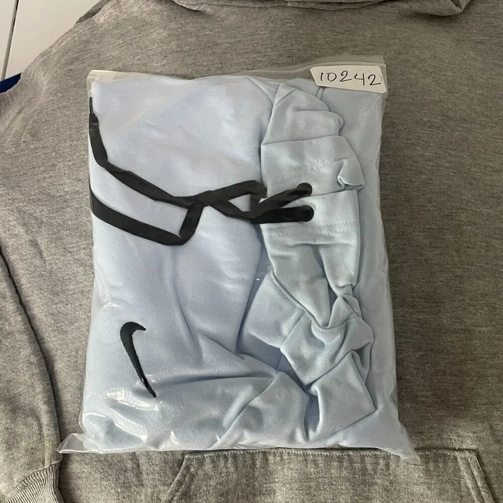 Nike Hoodie Mens Medium Blue Therma Fit Pullover Swoosh Sleeve Pocket